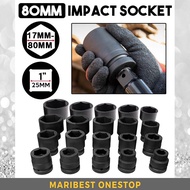 1 INCH X 80MM BLACK HEX IMPACT SOCKET BOX SOCKET 17MM TO 80MM  IMPACT WRENCH ADAPTER AUTOMOTIVE TOOL