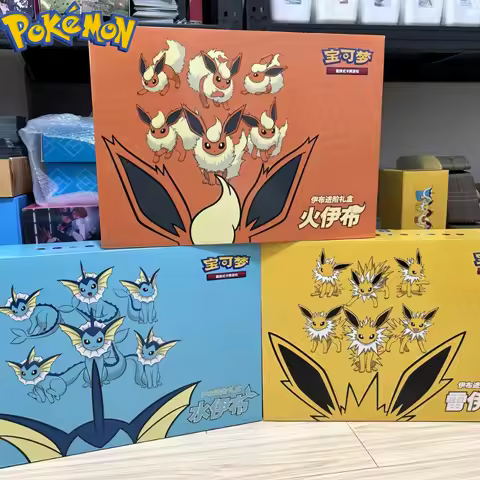 Original Pokemon Ptcg Card Chinese Ibrahimovic Advanced Gift Box Reib Fire Eevee Water Eevee Custom