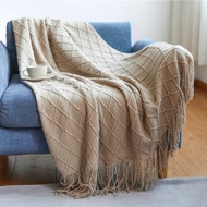 {ukuitu}Oversized Gift Throw Knit Blankets with Tassels Textured Boho Summer Cozy Farmhouse Sofa Kha