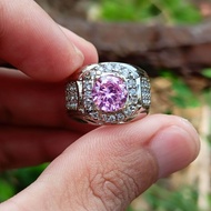 Cincin Batu Pink Topas Cutting Minimalis
