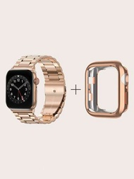 Correa de reloj de acero inoxidable &amp; Funda Set compatible con Apple Watch