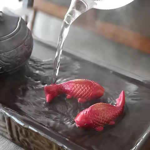 1/2pcs Color-changing Lucky Chinese Tea Pet Ceramic Koi Fish Decoration Fortune Carp Ornament〔2025E〕