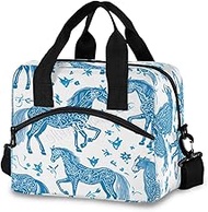 RPLIFE Horses Floral Elements Lunch Bag Tote Bag Lunch Box Bag Insulated 11.4×7.1× 9.5 for School, O