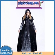 Women's Corpse Bride Costume Halloween Ghost Bride Witch Vampire Black  Dress Scary Halloween Costum
