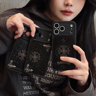 Chrome Soft Leather Retro Cross DIY phone cases for iphone 17 Pro Max 16 Pro Max 15 Pro Max 14 Pro M