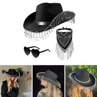 LIDU1 Adult Disco Tassels Cowboy Hat Cowgirl Sunglasses Scarf ThemeParty Costume Suit