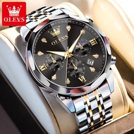 OLEVS Jam Tangan Lelaki Original Waterproof Quartz Stainless Steel Luminous Chronograph Business Lux