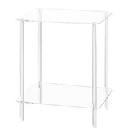 Yours -Acrylic Coffee Table Square Side Table Accent Table Sofa Bedside Table Clear Double Tier Snac