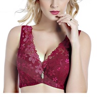 Women Wired Large Size Bra 34-46CD Deep-V Cotton Soft No Pad Lace Bra