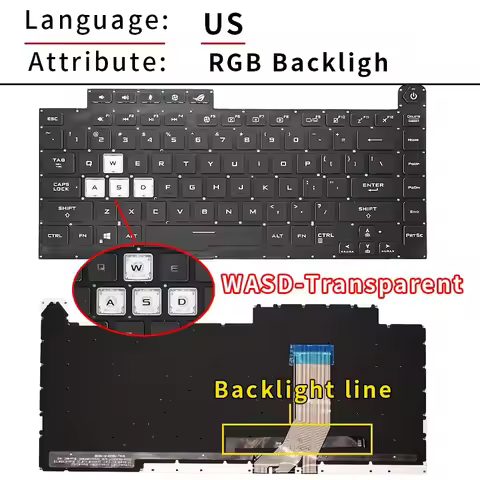 % New Spanish Latin RGB/Colorful Keyboard ROG G531 G531GW G531GU G531GD G531G Gaming Keyboards 0KNR0