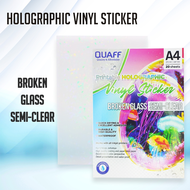 Lineworks - QUAFF Printable Hologram Vinyl Inkjet Sticker Size A4 Rainbow White Borken Glass