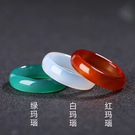 Red Agate Green Agate Ring Chalcedony Jade Zodiac Year Ring Fortune Ring Unisex 2DIC