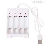 Battery Charger USB 4 Slots AAA AA Rechargeable Battery Charging Station with Short Circuit Protection  coconut