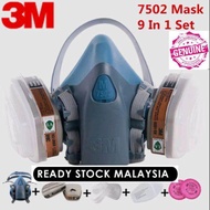 9in1 | 3M mask 7502 gas respirator half face topeng debu | cat | meracun | hama asap