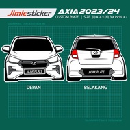 Sticker Kereta Axia 2023, Sticker Belakang, Custom Warna dan Nombor Plate.