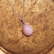天然粉紅蛋白石 純銀手工項鍊 Pink Opal handmade Silver