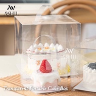 [READY STOCK]4/5/6/8/10 inch Transparent cake box with handle/Extra Height Cake Box/Swiss roll/Kotak Kek