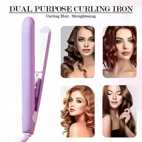 Hair Straightener Mini Hair Iron Portable Flat Iron for Bangs, Straightening & Curling Electric Curl
