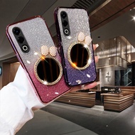 For itel S25 S26 Ultra A60 A60S Case with Bow Makeup Mirror Luxury Shiny Gradient Clear Plating Glit