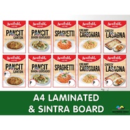 Food Signages Pancit Canton, Pansit Bihon, Spaghetti, Carbonara, Lasagna