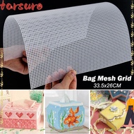 TARSURE Mesh Canvas, White Black 7CT Bag Mesh Grid, Purse Making Supplies Plastic 33.5x26CM Bag Rug 