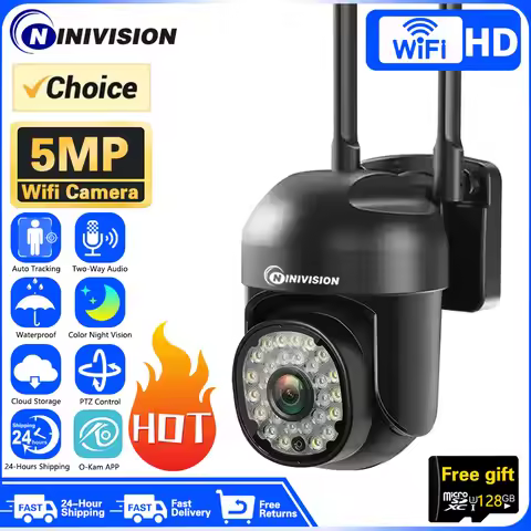 Wifi IP Camera 2.4G 5G Outdoor 5MP HD PTZ IP Camera Mini Speed Dome Security Home Surveillance Wirel