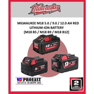 MILWAUKEE M18 B5/B9/B12 5.0AH/9.0AH/ 12.0AH Red Lithium-Ion Battery / M18 Rechargeable Battery