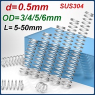 【mx】Springs d0.5mm OD3/4/5/6mm SUS304 pressure spring length 5-50mm compression spring