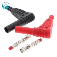 [ritonlywond] 2Pcs Red+ 4mm Male Right Angle Insulation Banana Plug Multimeter Test TH