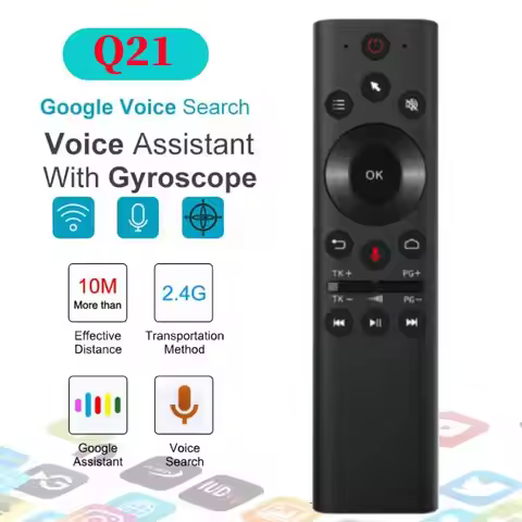 Q21 BT Air Mouse Voice Function IR learning TV 2.4G WiFi Wireless Remote Controller W/ Gyroscope for