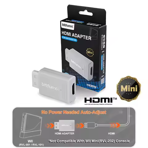 BitFunx Mini WII HDMI™ Adapter For Nintendo Wii NTSC/PAL Retro Game Console Supports Component Input