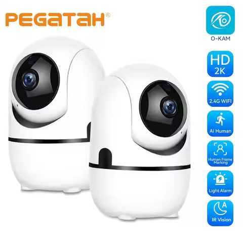 PEGATAH 2K Smart Home Wifi Camera 360° PTZ Automatic Tracking AI Detection Night Vision Security Sur