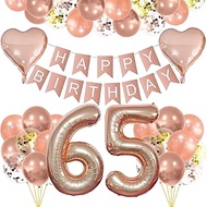 Rose Gold Balloons 65th Birthday Decoration Set,Balloons Birthday Decoration 65 Years Child,Rose Gol