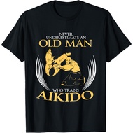 Men's cotton T-shirt OLD MAN TRAINS AIKIDO aikido t shirt promotion shirt T-Shirt Fast Shipping 4XL 