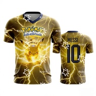 Pokemon Pikachu graphic T-shirt Messi football jersey Autumn Sports Dry Quickly Men's T-Shirt Childr