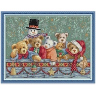 Cross Stitch Kit Bear Cartoon Design 14CT/11CT Counted/Stamped Unprinted/Printed Fabric Cloth, Cross Stitch Complete Set with Pattern