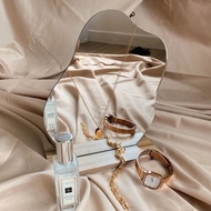 INS Irregular Mirror Dressing Table Makeup Cosmetic Wooden Mirror