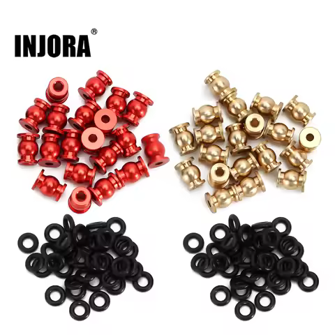 INJORA Aluminum Brass Shock Links Joint Balls Pivot Balls with O-rings For 1/24 RC Crawler Car Axial