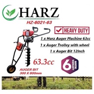 Harz 63.3cc Wheeled Earth Auger Machine with 12-inch Auger Bits