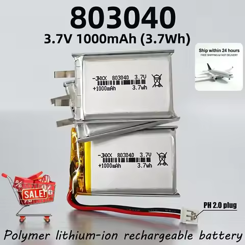 3.7V 803040 1000mAh Lithium Polymer Battery Lipo Rechargeable Li-Ion Battery for Remote Control iPod