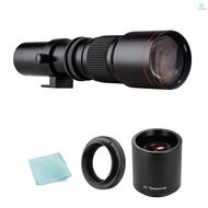 Camera Super Telephoto Lens 500mm F/8.0-32 Manual Zoom T-Mount  + 2X 500mm Teleconverter Lens + T2-EOS Adapter Ring Replacement for Canon EOS Rebel T7 T7i T6 T6i T5 80D 77D 700D 70