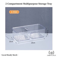 2 Compartment Multipurpose Tray Storage Box Organizer A-9564 Space Saver Shelf Various Uses Save Space