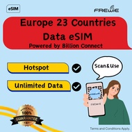 Europe 23 eSIM Data Roaming | QR Code via Email - By Billion Connect
