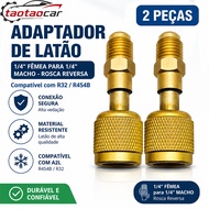 2Pcs R32 R454B Brass Adapter (1/4" Female to 1/4" Male-Reverse Thread) Compatible with A2L R454B/R32
