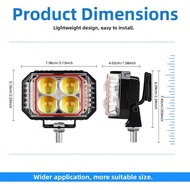 Motorcycle LED Headlight White Yellow Red Blue with Tri Sided Clover Design 3570