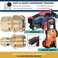 COPPER Adaptor SCREW HOSE Quick Connect PECKER S8 APACHE HM6616 PRESSURE WASHER WATERJET HM 6616