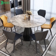 ZJK Rotate Extendable Round Dining Table Set | Sintered Marble & Chairs| 1.3m-1.5m | Nordic Stone Fo