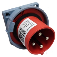 Grippes 63A 3P+E Industrial Plug 6h 380V-415V AC Chassis Type (4 Pins) IEC 60309-2 634