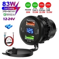 83W Max Phone Charger Socket PD30W Fast Charging 22.5W Dual USB+Type C Outlet 4 Ports Power Adapter 