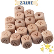 ZAIJIEE Letter Wood Beads, Alphabet Letter Wooden Beads, Necklaces Cube Star Heart Alphabet Beads DI